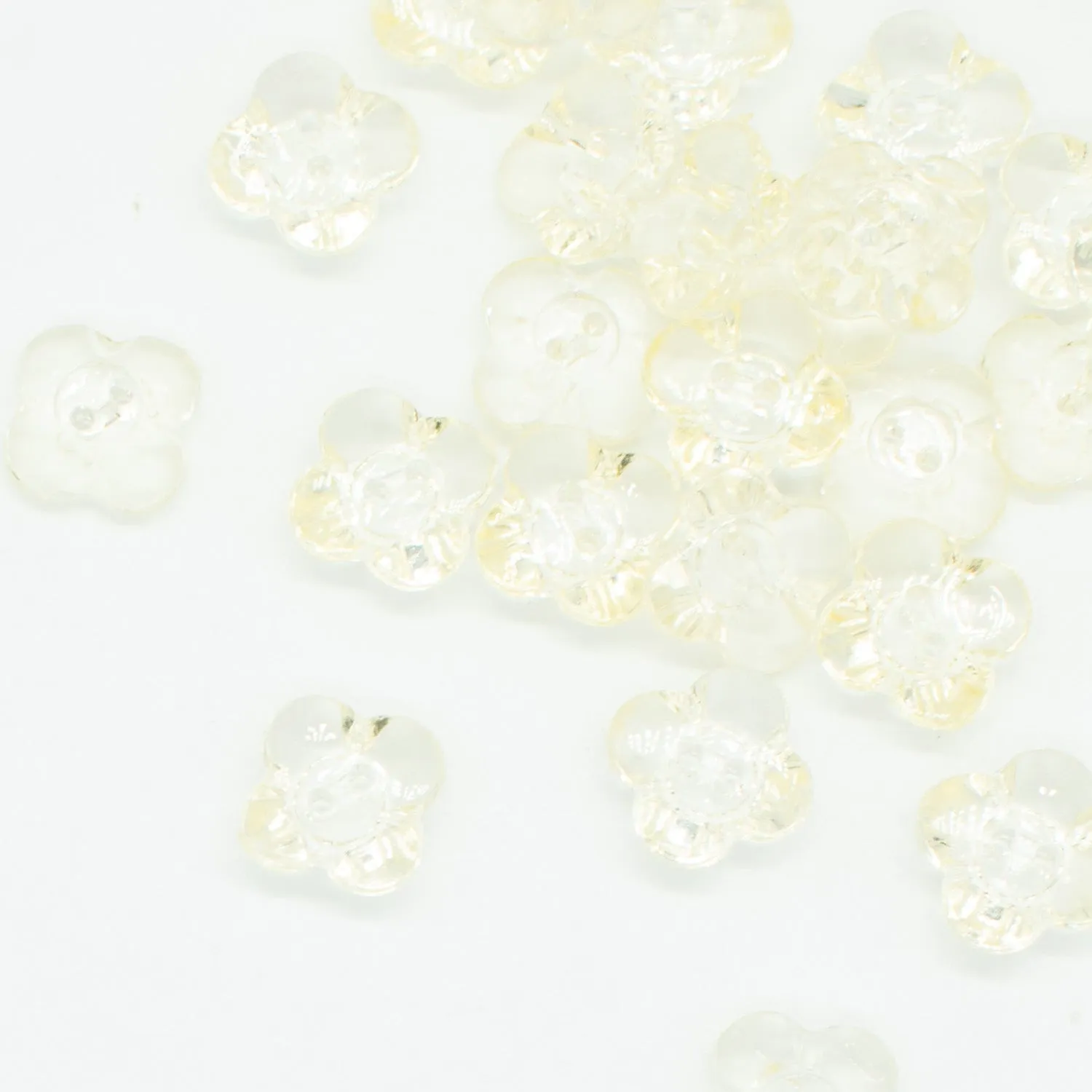 2 Hole Shiny Clear Flower Button 13mm