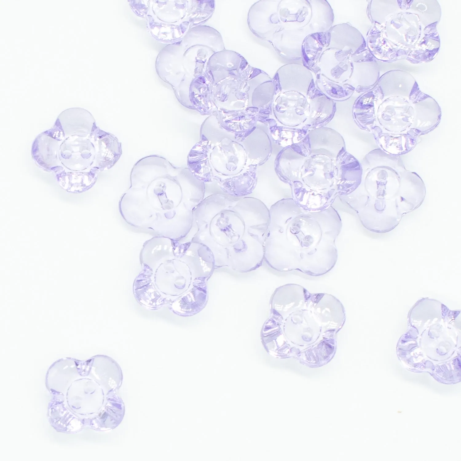 2 Hole Shiny Clear Flower Button 13mm