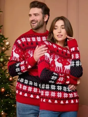 2024 New Women Men Kids Christmas Sweaters Casual Soft Jumpers Warm Thicken Matching Outfits Pullover Knitwear Xmas Family Look