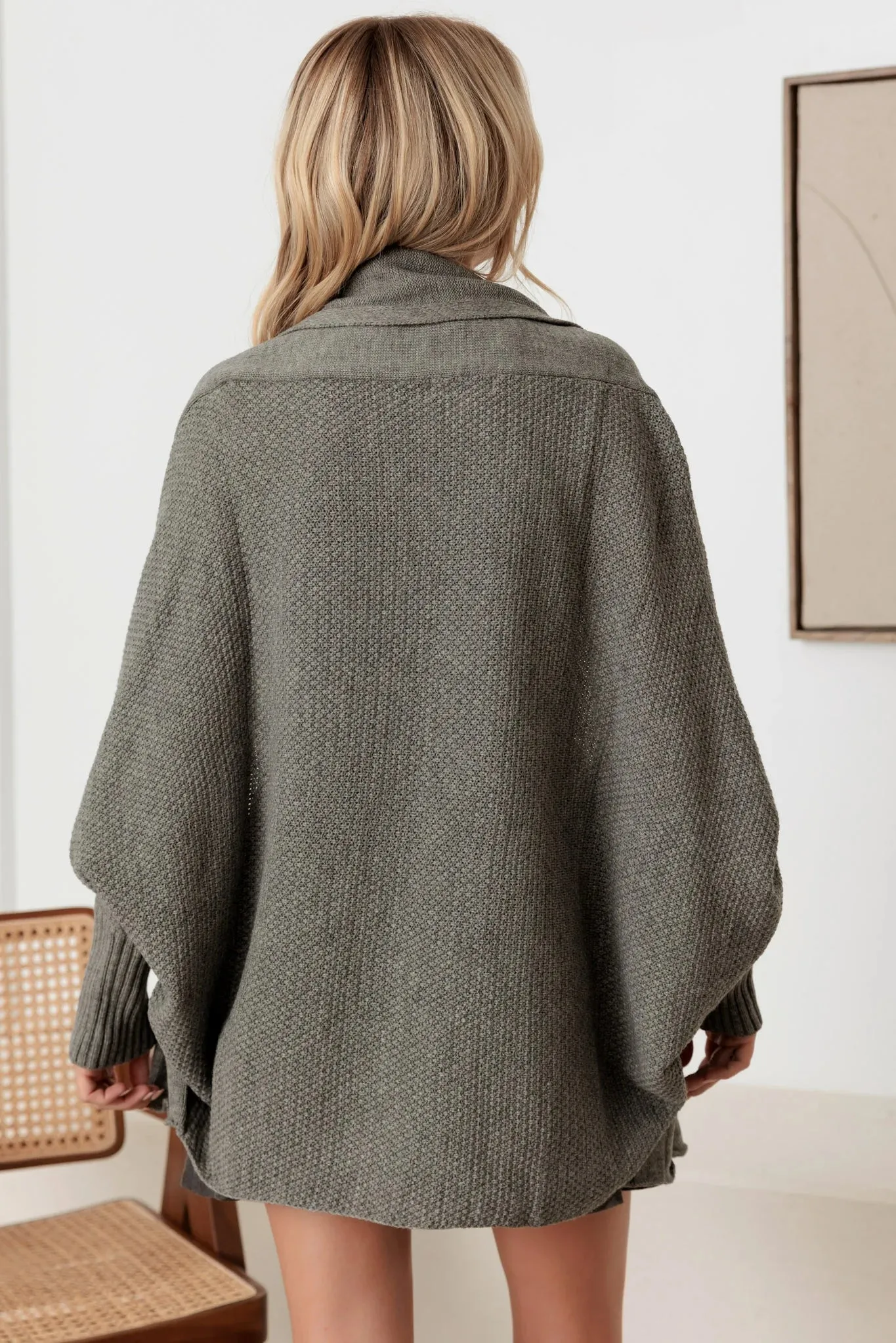 Batwing Sleeve Open Front Sweater Cardigan