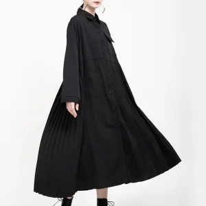 Black Casual Women Long Shirts Cozy Dresses