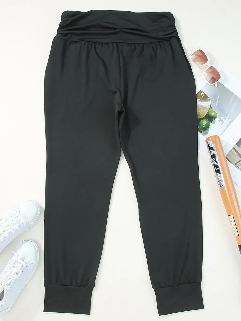 Black Plus Size High Waist Pocketed Skinny Pants