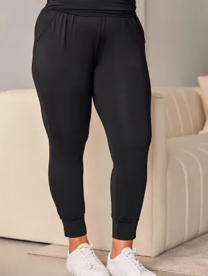 Black Plus Size High Waist Pocketed Skinny Pants