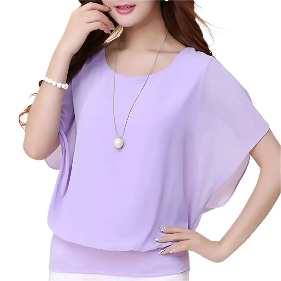 Chiffon Flutter Sleeve Blouse Tops