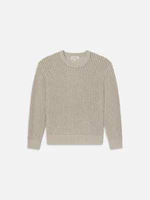 Cotton Blend Crewneck Sweater -- Mineral Grey