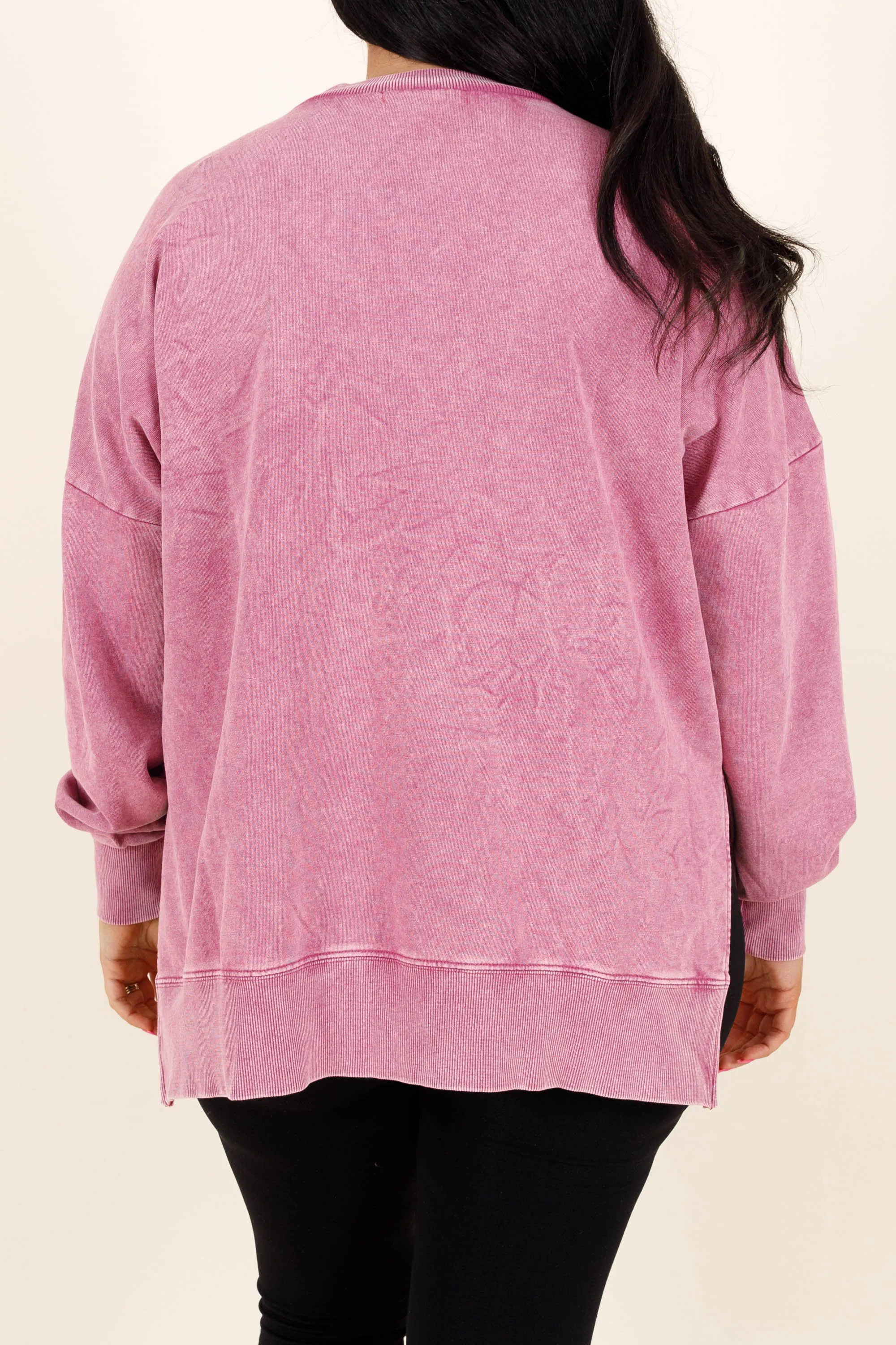 Cozy Crewneck Pullover, Berry