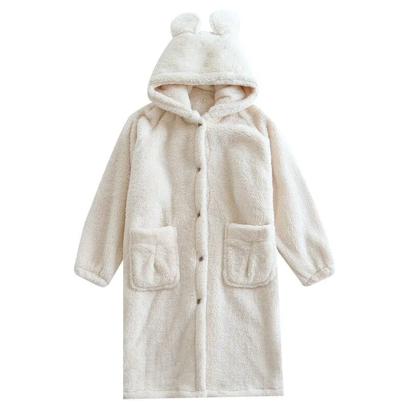 Cozy Kawaii Bear Fluffy Plush Hoodie Coat