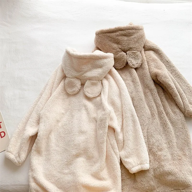 Cozy Kawaii Bear Fluffy Plush Hoodie Coat