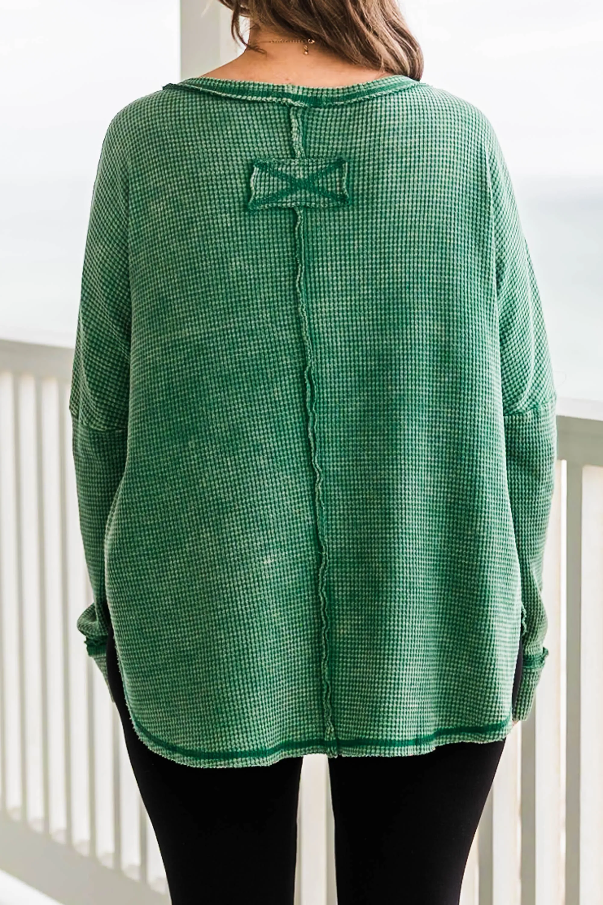 Cozy Waffle Pullover, Dark Green