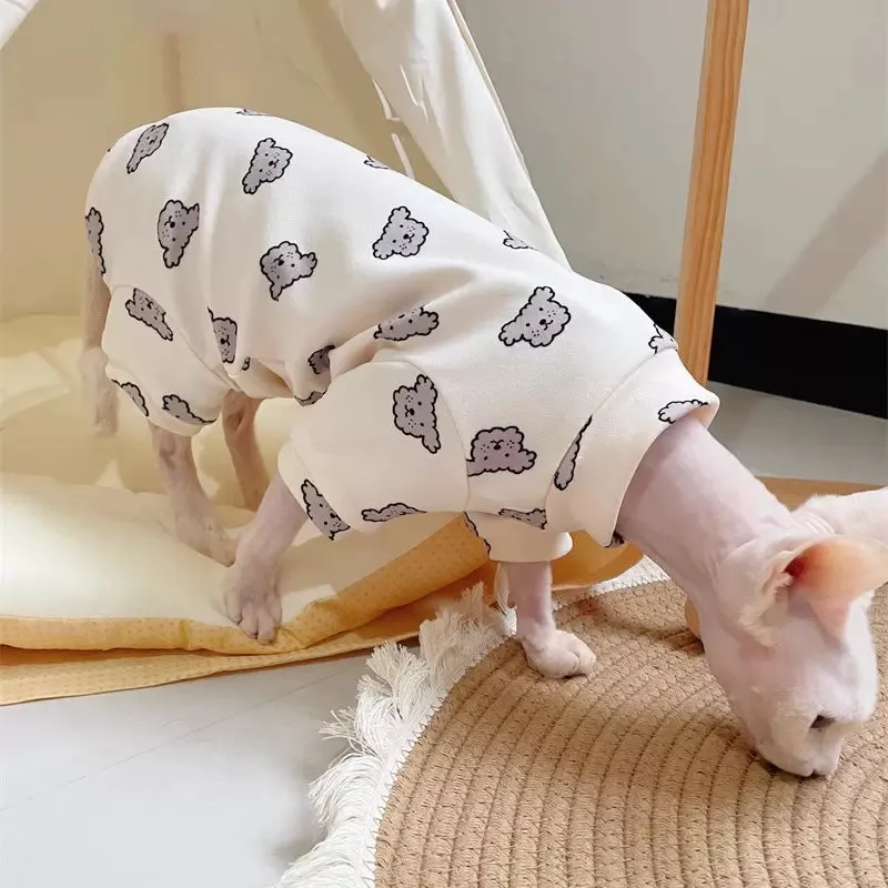 Cute Pup Cotton Sphynx Cat Onesies Pajamas