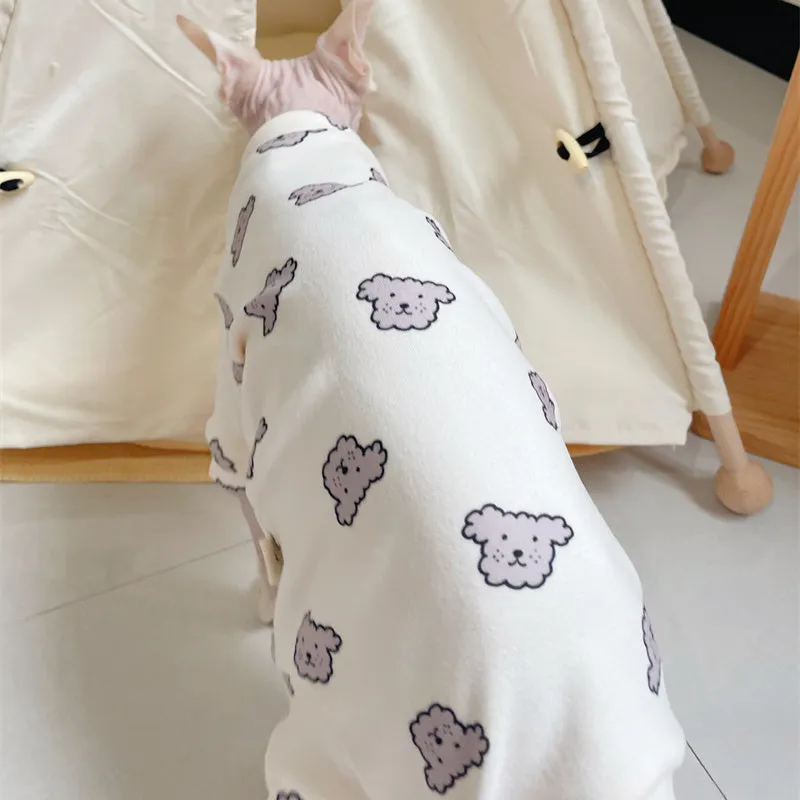 Cute Pup Cotton Sphynx Cat Onesies Pajamas