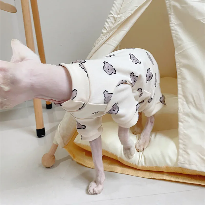 Cute Pup Cotton Sphynx Cat Onesies Pajamas