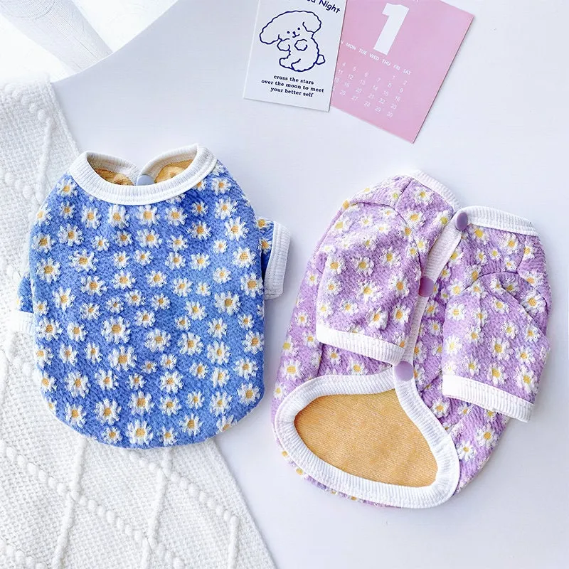 Daisy Flower Button Through Pet Cardigan Sweater