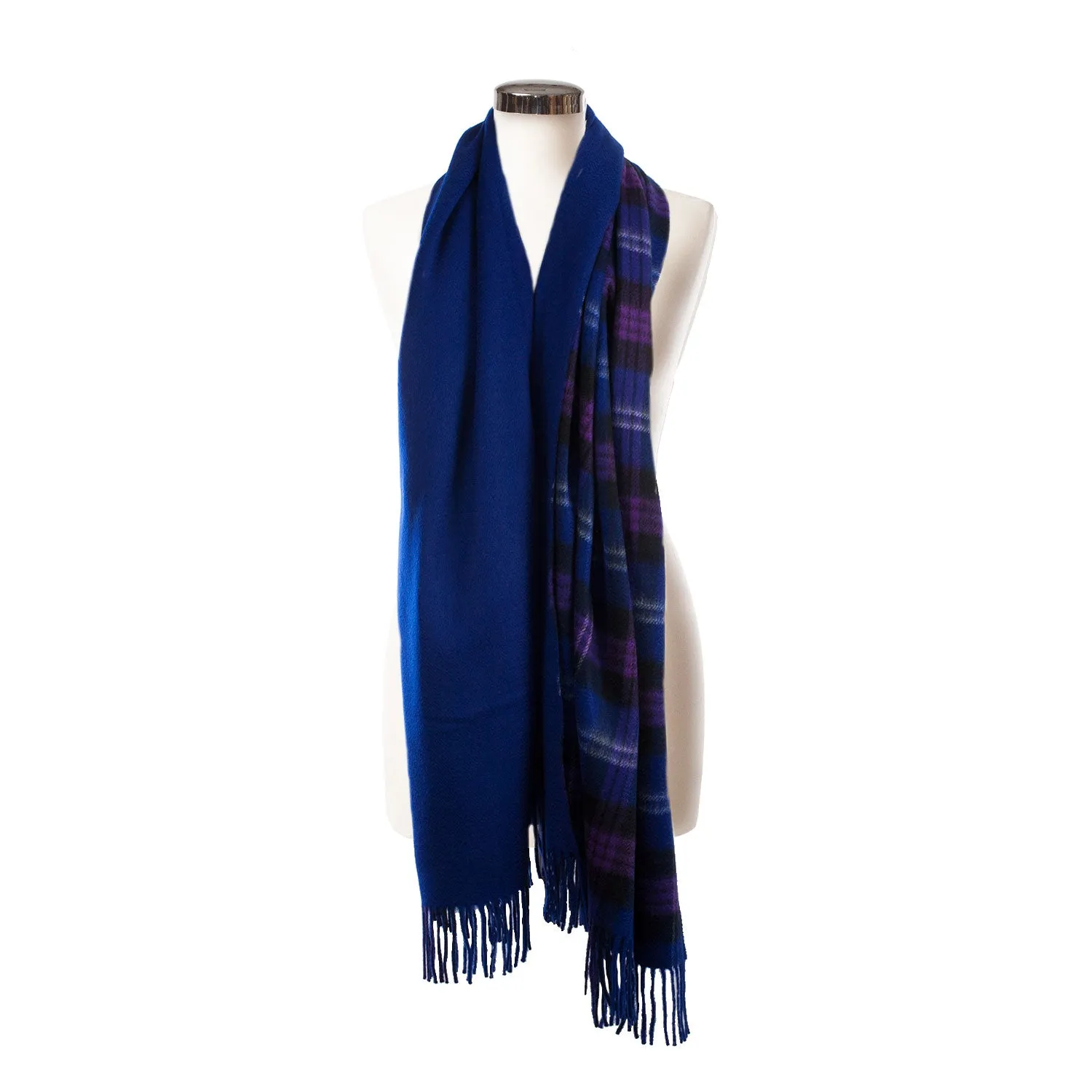 Dunedin Cashmere Double Sided Stole  Heritage Of Scotland/Dark Blue