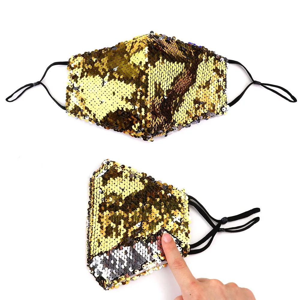 Emily Black and Gold Two Tone Sequin Fashion Mask