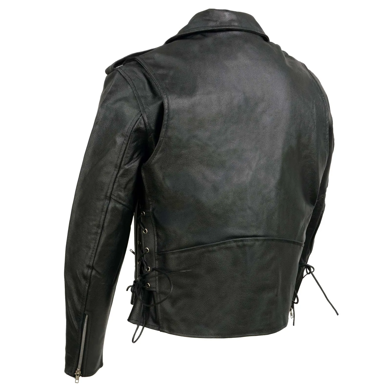 Event Leather EL5411 Men's Black Classic Side Lace Motorcycle Leather Jacket – Motorcycle Riding Jackets