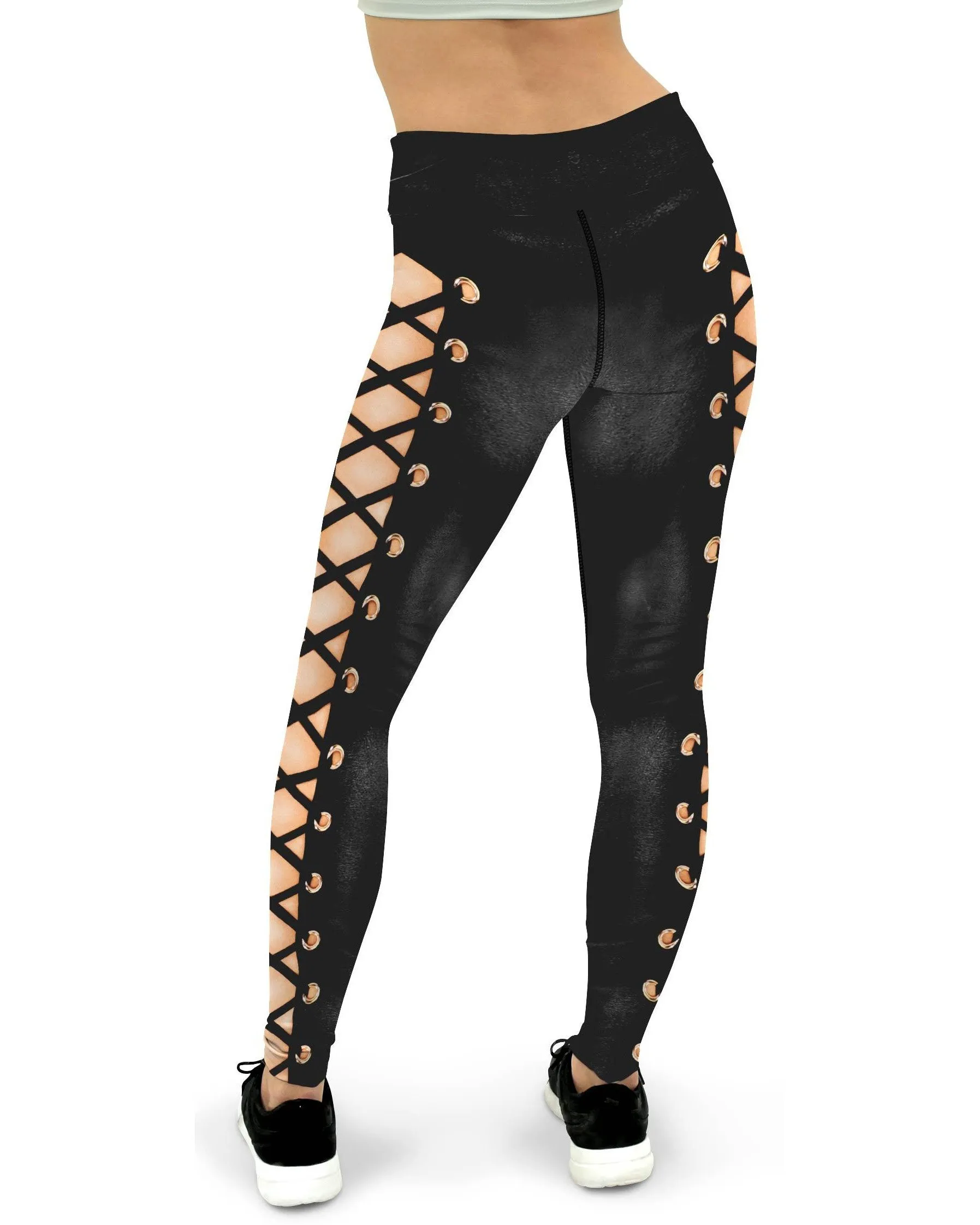 Faux Lace Up Yoga Pants