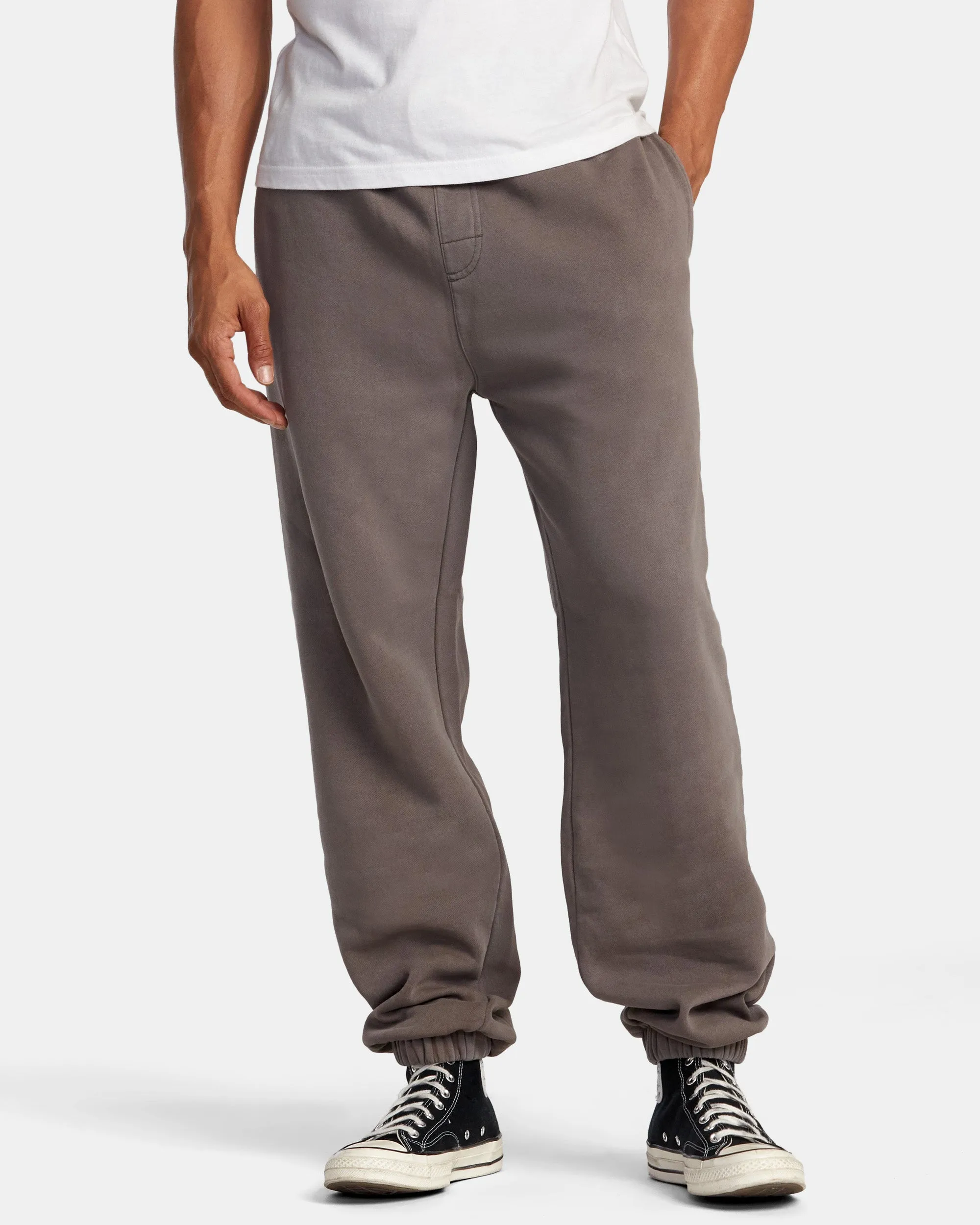 Fleece Elastic Waist Pants - Mushroom