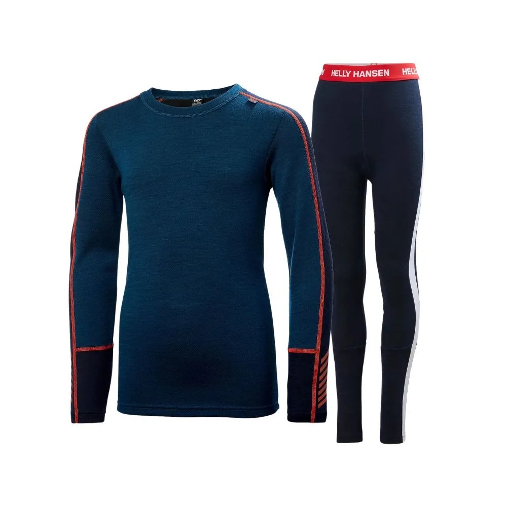 Helly Hansen Junior LIFA Merino Midweight Base Layer Set - Deep Dive Blue