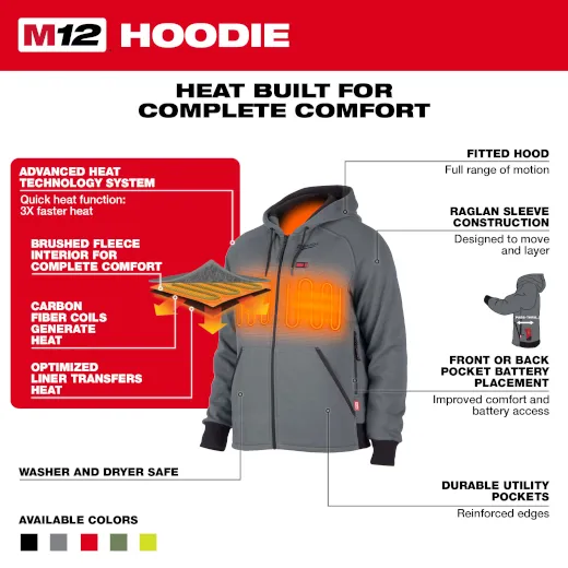 Hoodie - Milwaukee M12™ Heated Hoodie (Kit with Battery & Charger), 306B-21 / 306G-21