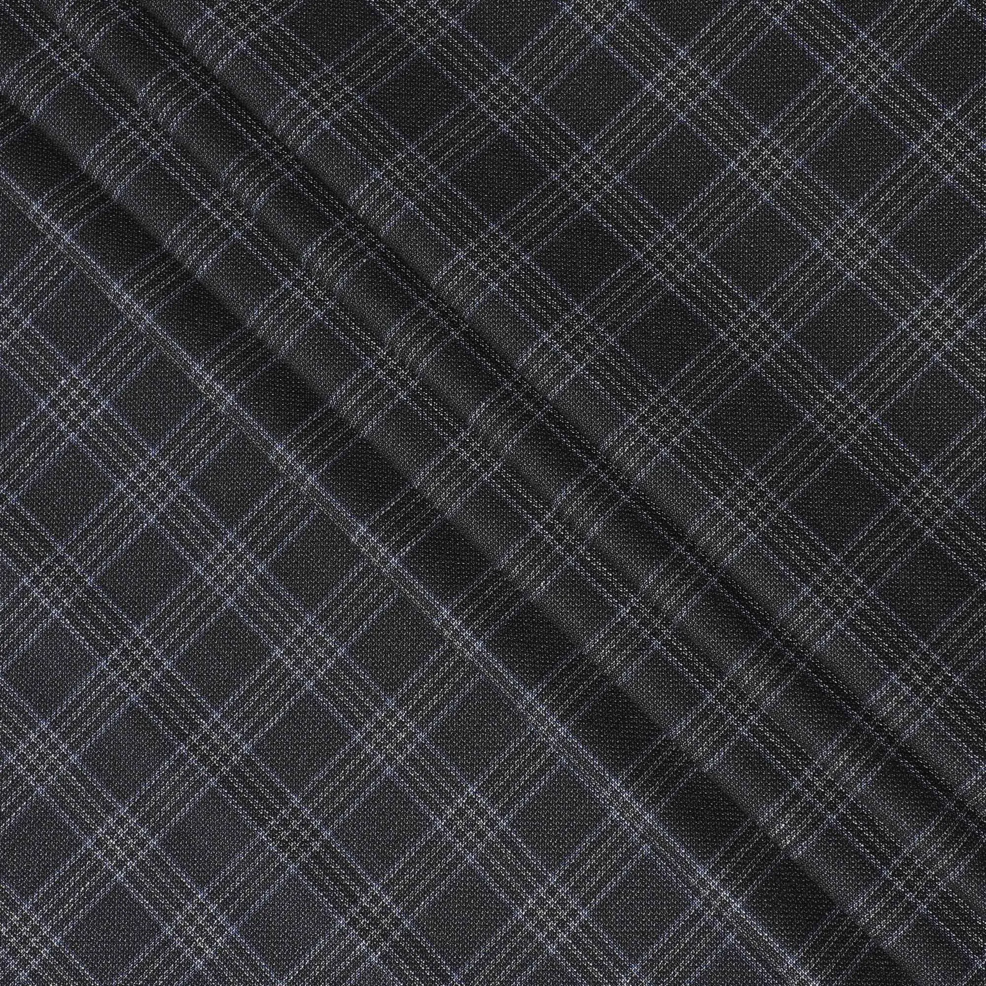 Italian Blended Wool Jacketing Fabric – 150cm, Plaid Black-D17544