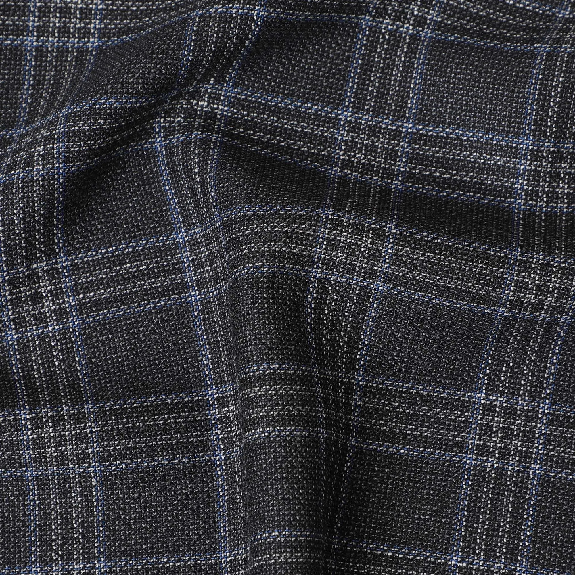 Italian Blended Wool Jacketing Fabric – 150cm, Plaid Black-D17544