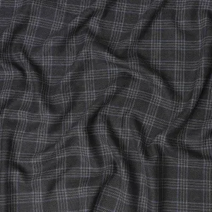 Italian Blended Wool Jacketing Fabric – 150cm, Plaid Black-D17544