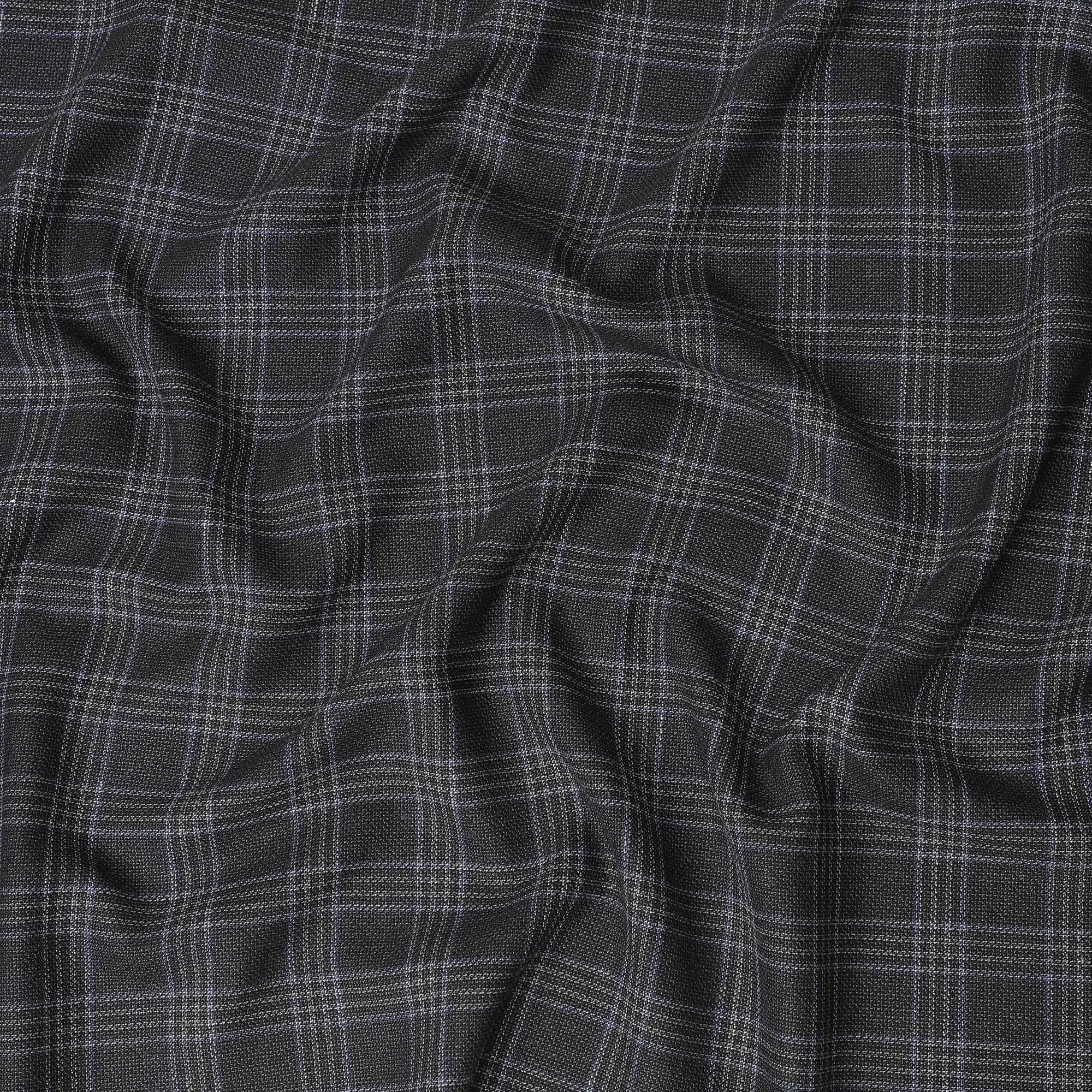 Italian Blended Wool Jacketing Fabric – 150cm, Plaid Black-D17544