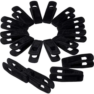 Jetec 30 Pieces Velvet Hangers Clips Flocked Clothes Hanger Velvet Finger Grip Clips, Black