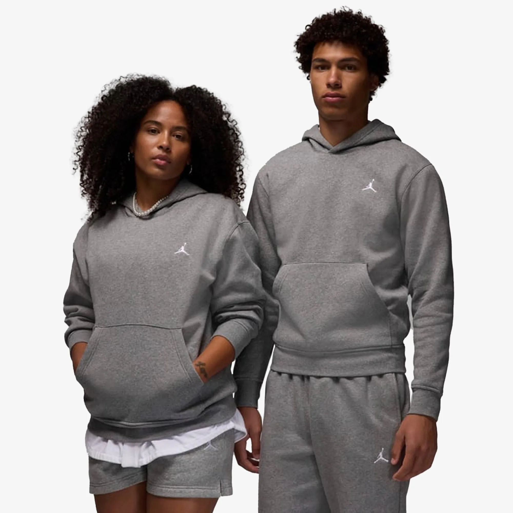 JORDAN | BROOKLYN FLEECE PULLOVER HOODIE { CARBON HEATHER/WHITE