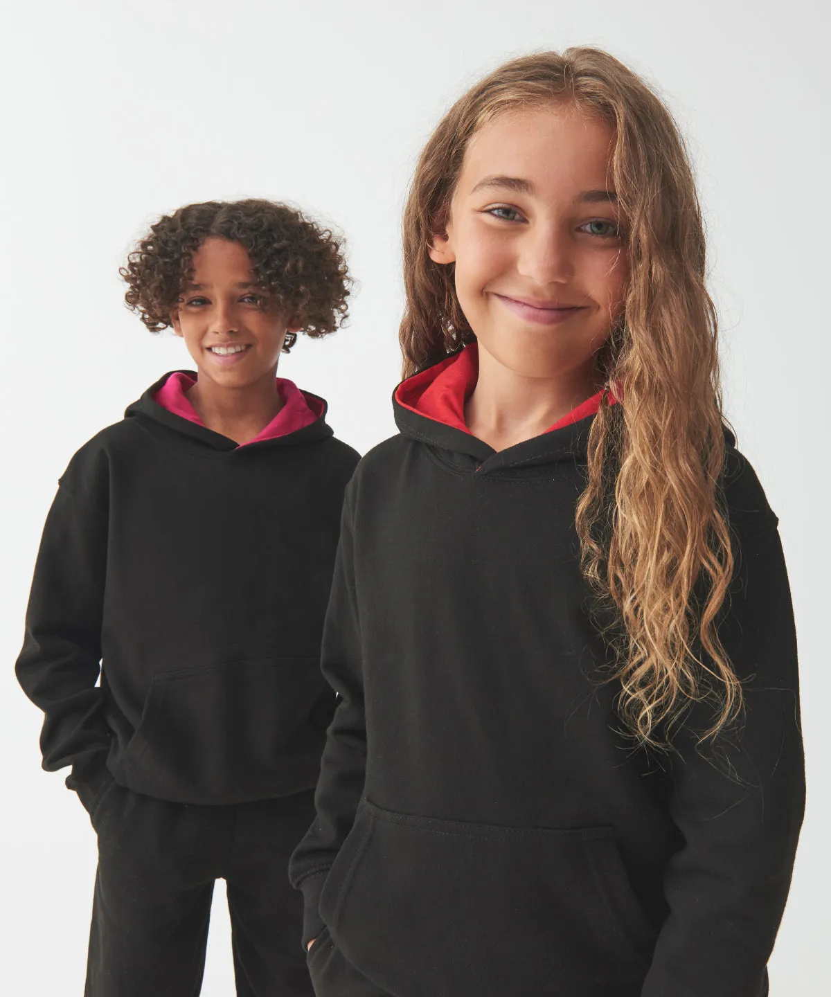 Kids varsity hoodie | Jet Black/Heather Grey