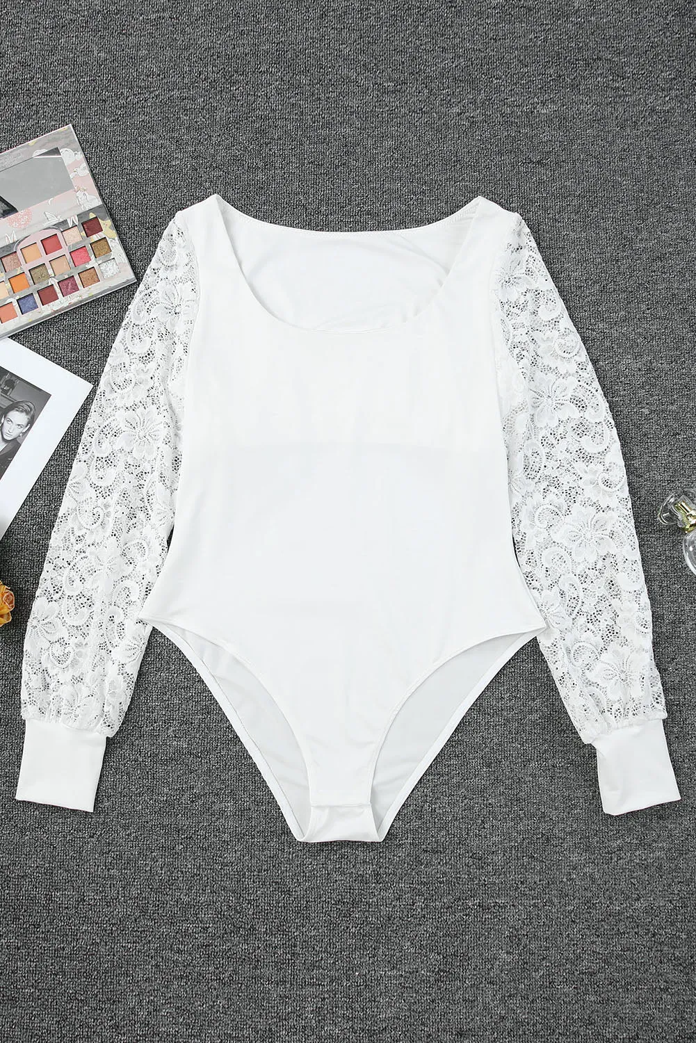 Lace Sleeves Square Bodysuit