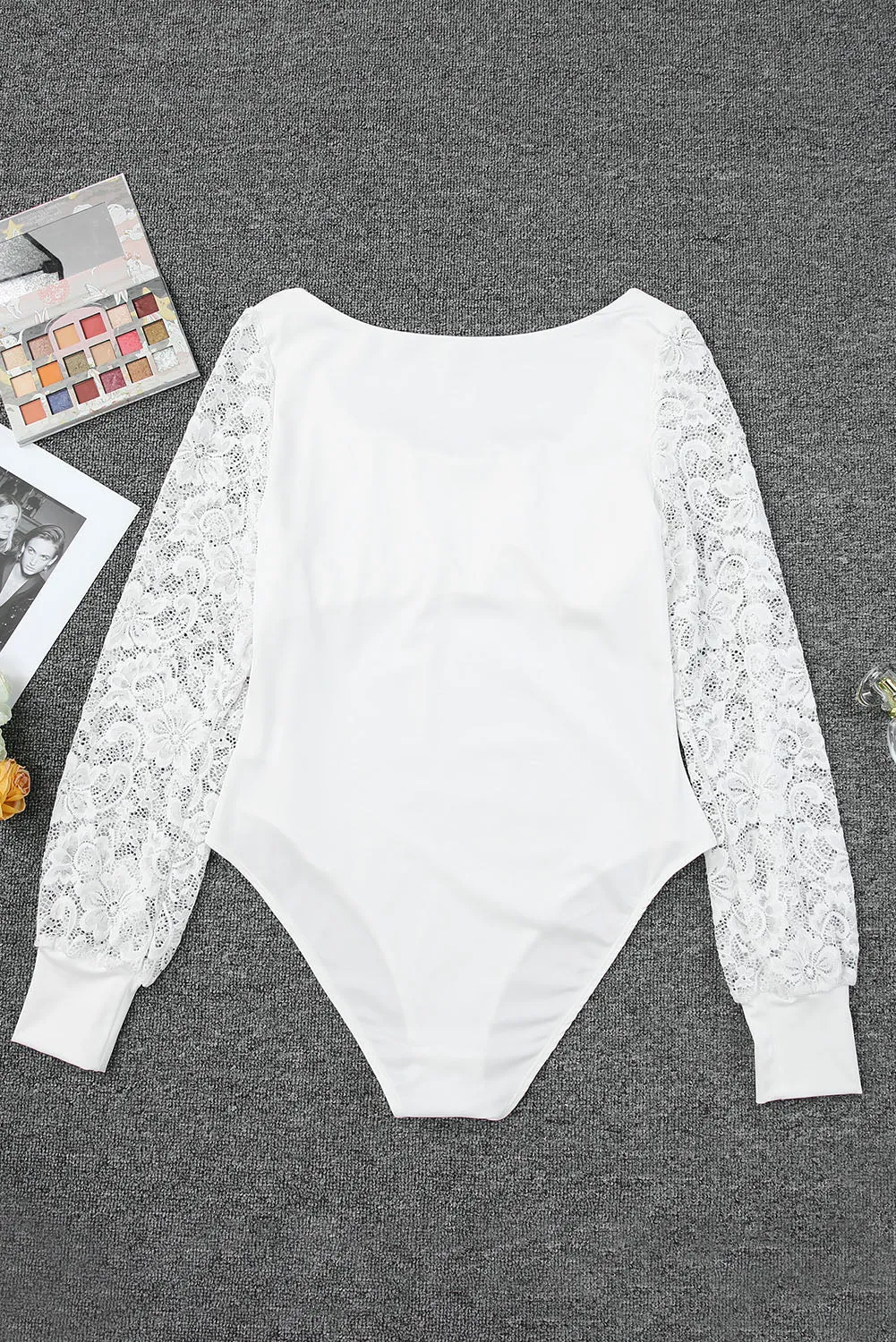 Lace Sleeves Square Bodysuit