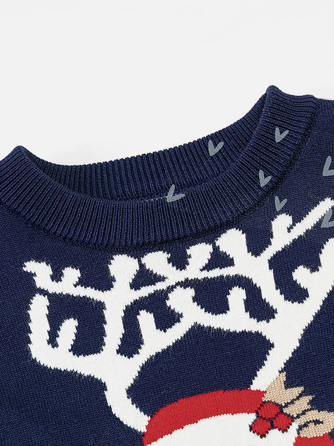 Little Surprise Box Green Tie Reindeer Knitted Christmas cardigan Sweater for Kids, Navy