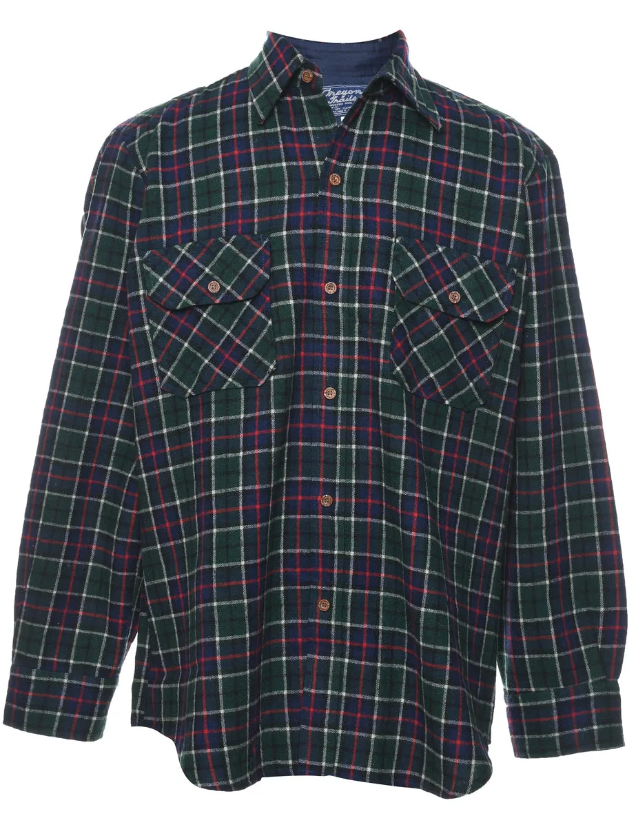 Long Sleeved Multi-Colour Checked Flannel Shirt - M