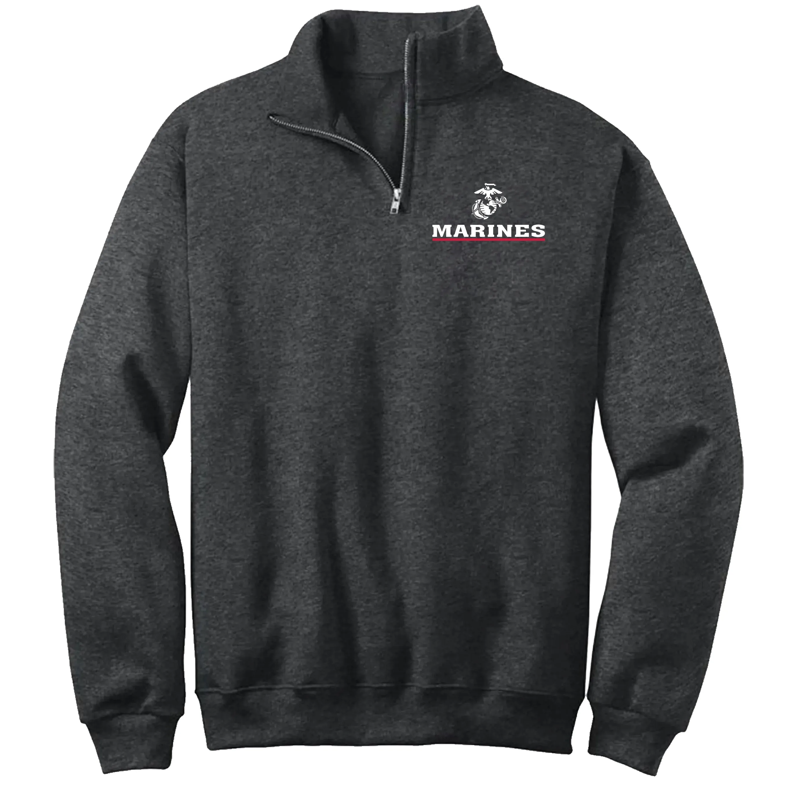 Marines Red Line Screen Printed Quarter-Zip Cadet Collar Sweatshirt (Captain's Special)