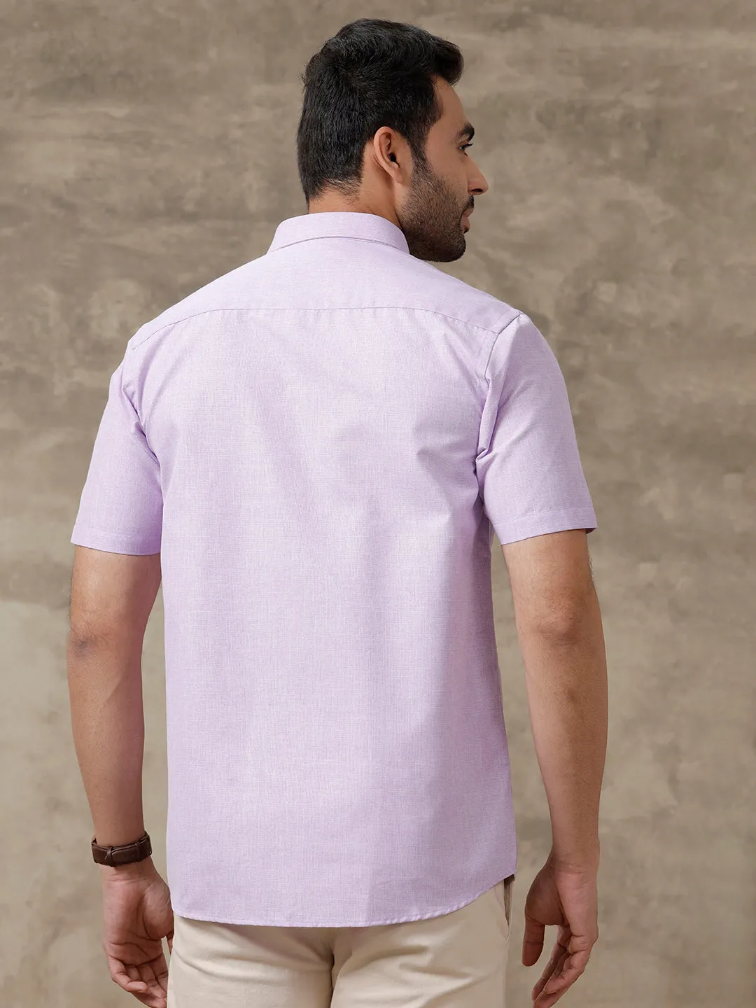 Men Cotton Blend Half Sleeves Shirt Violet T1 GC17