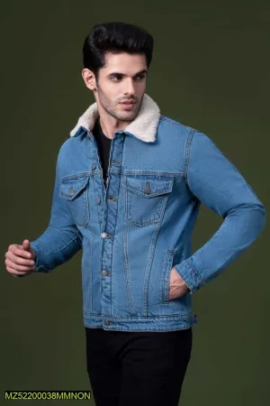 Men's stitched Denim Fur Jacket