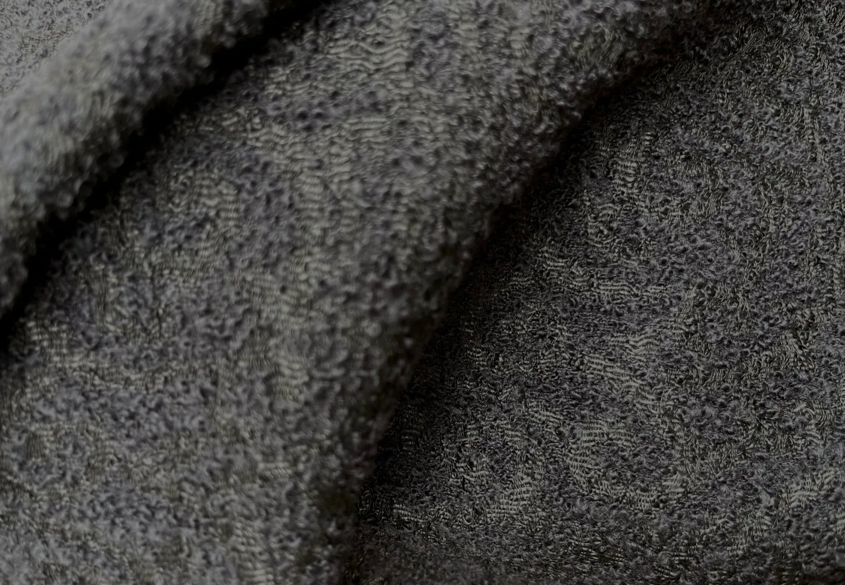 Midnight Black Wool & Alpaca Blend Boucle  (Made in Italy)