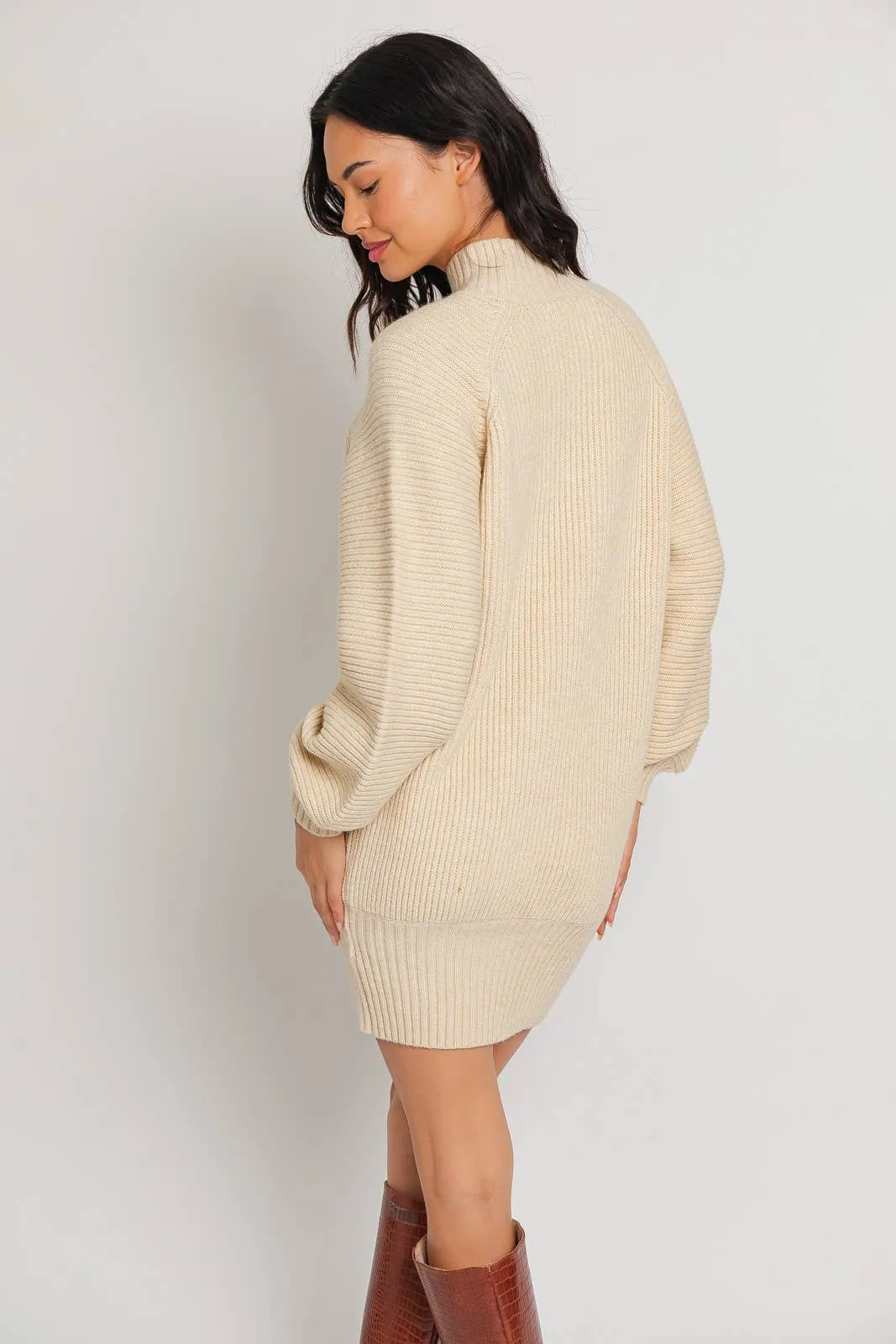 MOCK NECK COZY SWEATER DRESS