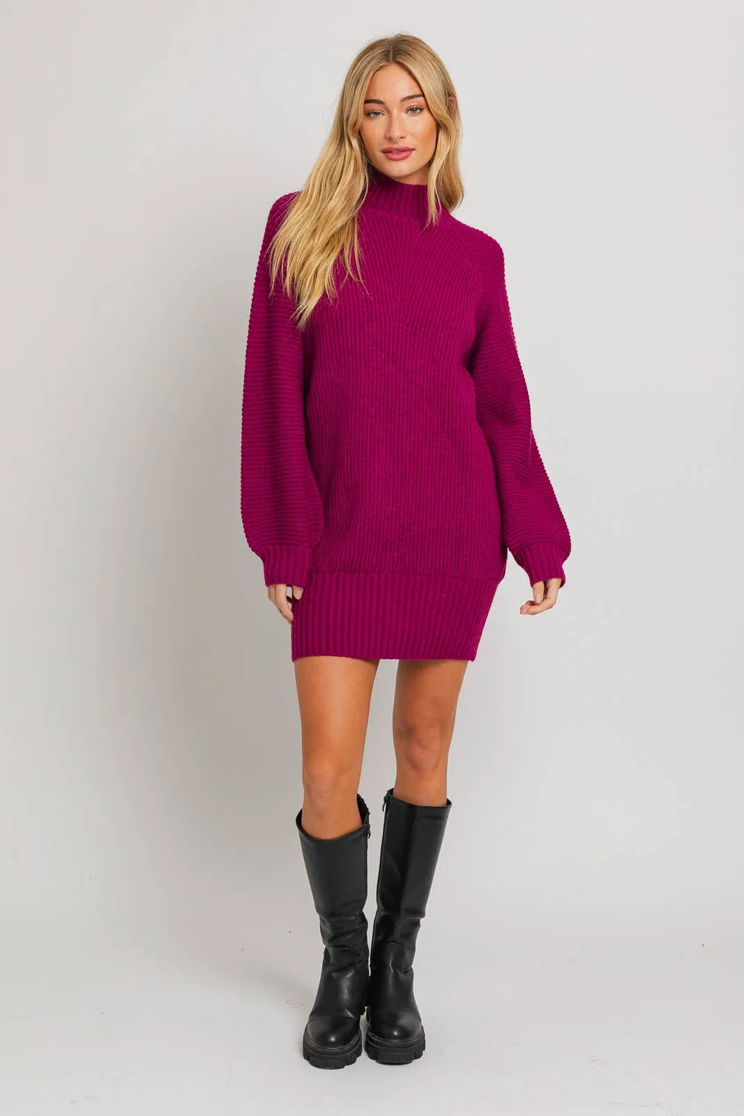 MOCK NECK COZY SWEATER DRESS