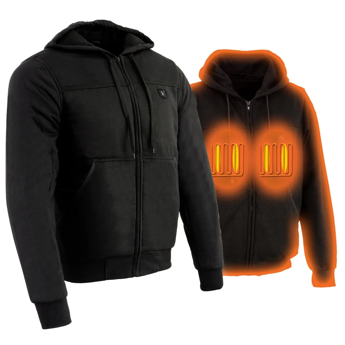 Nexgen Heat MPM1713SET Men's Fiery Black Heated Sweatshirt Jacket Hoodie for Winter w/Battery Pack