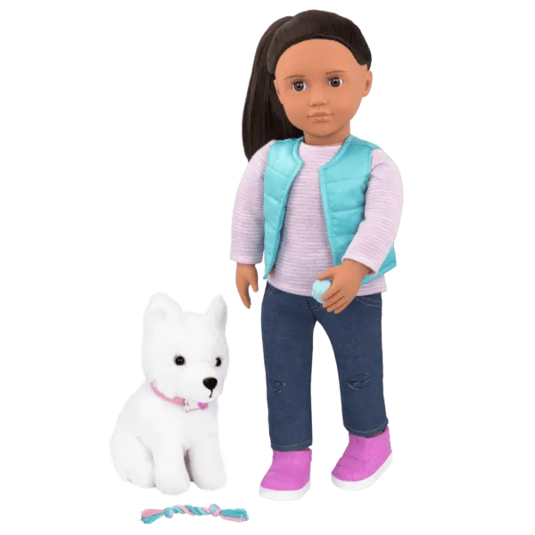 Our Generation 18Inch(45cm) Professional Doll Cassie The Dog Trainer With Pet Dog