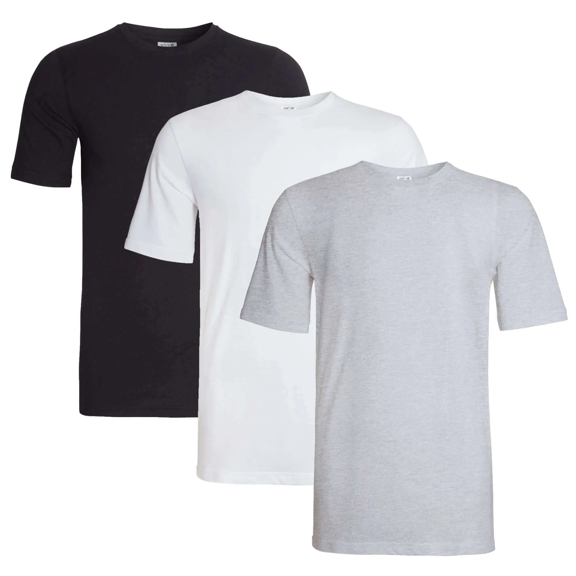 Pack of 3 Men's Plain T-Shirts Soft Breathable Cotton Polyester Blend Short Sleeve Tees Versatile Classic Colors by Sock Stack