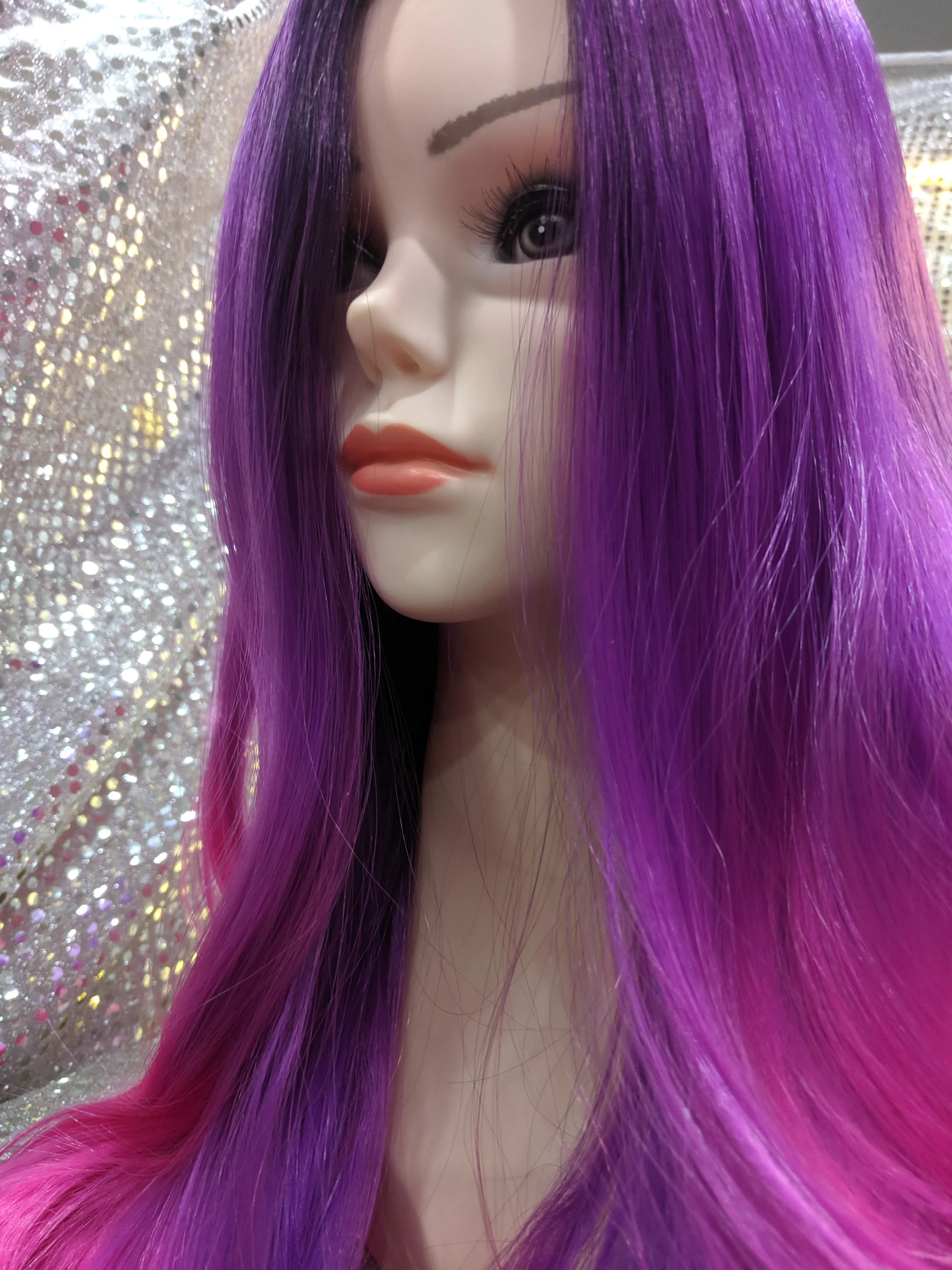 Pink Purple Ombre 26" Wavy Heat Resistant Wig