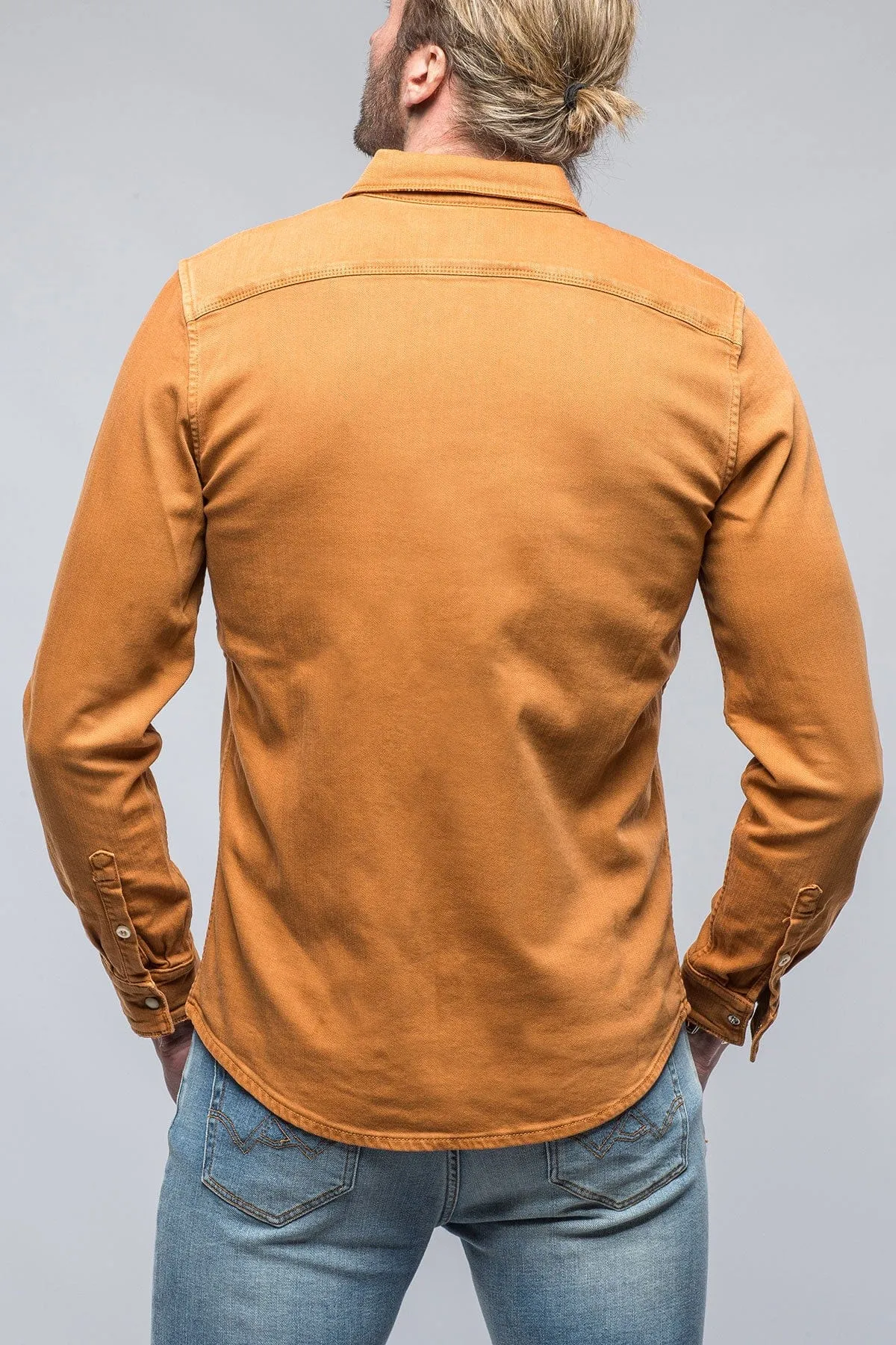 Ranger Colored Denim Snap Shirt In Papaya