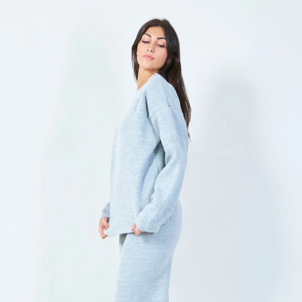 Relaxed knit sweater and pants set wholesale