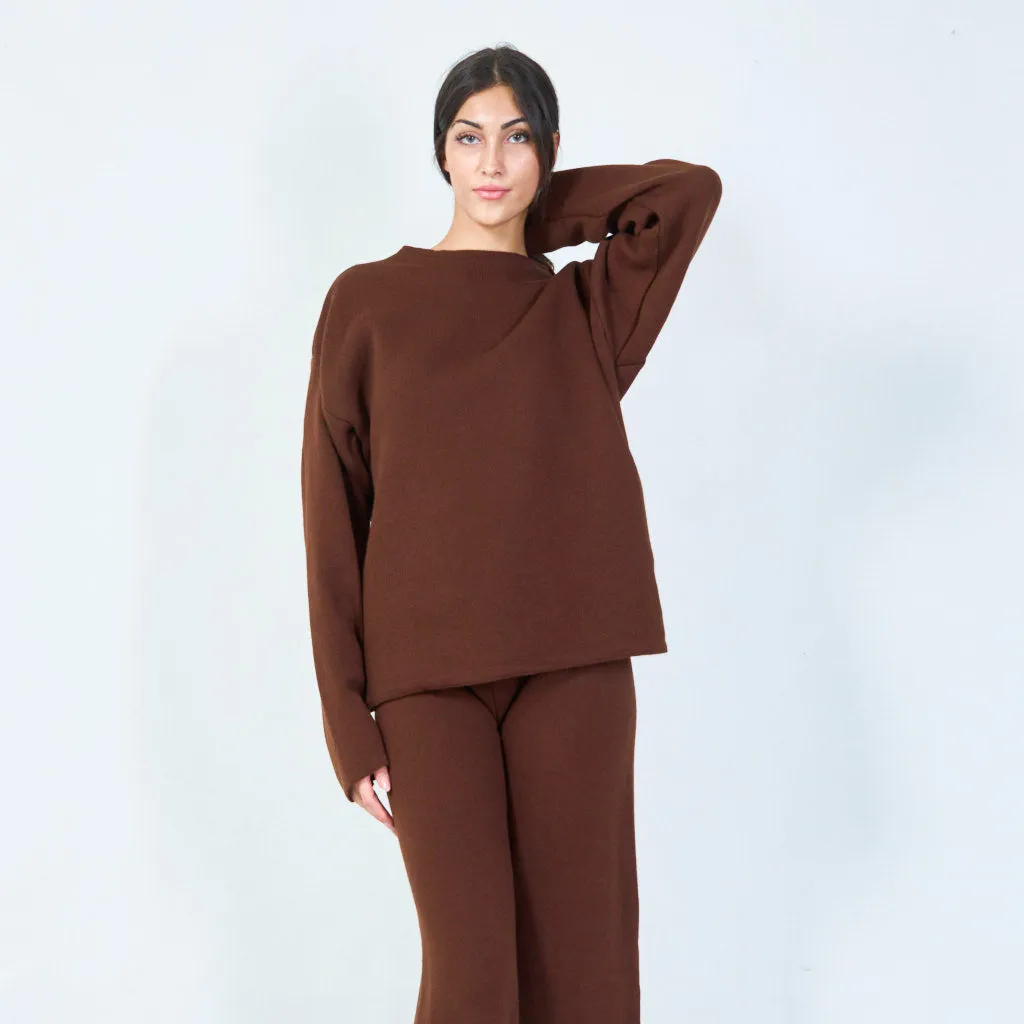 Relaxed knit sweater and pants set wholesale