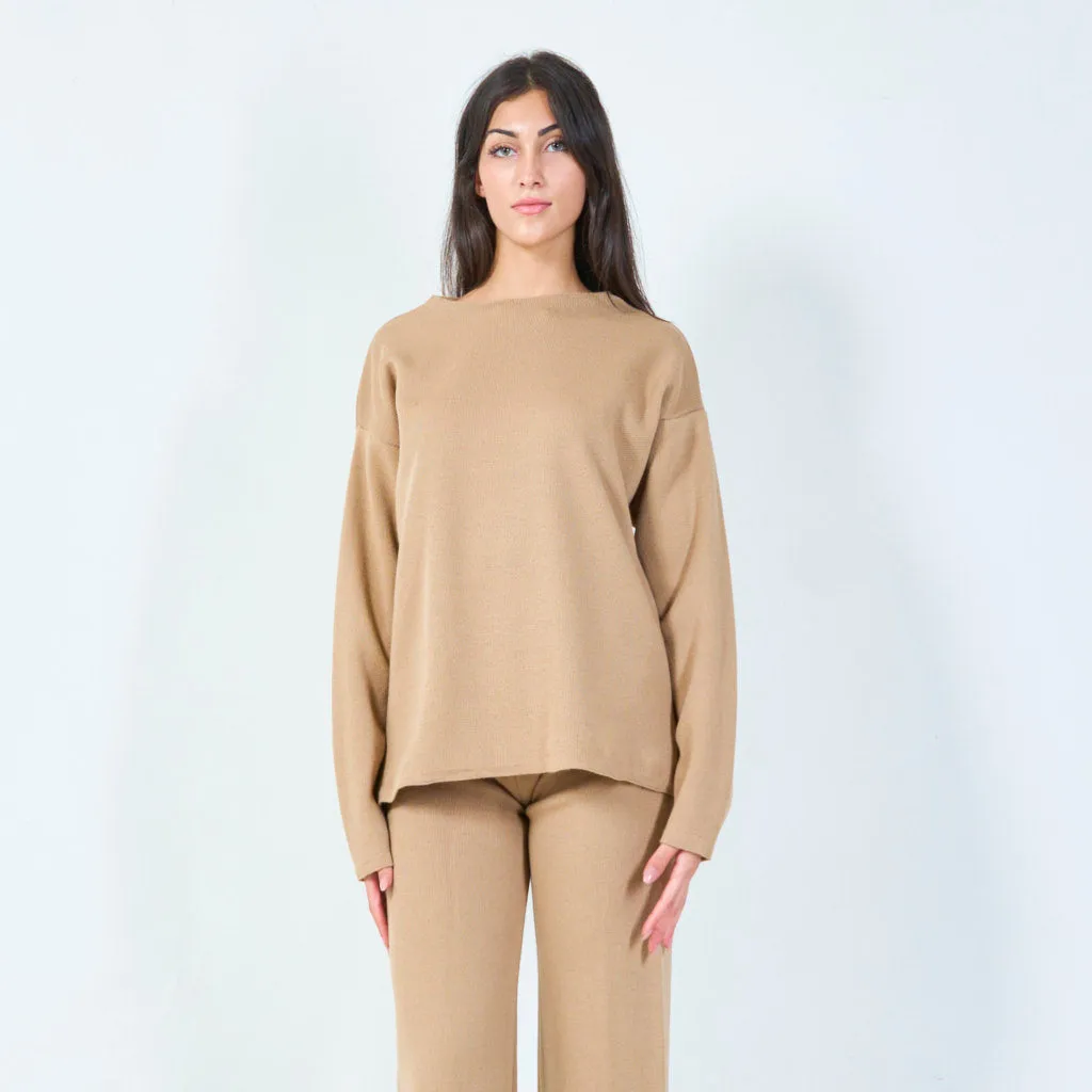 Relaxed knit sweater and pants set wholesale