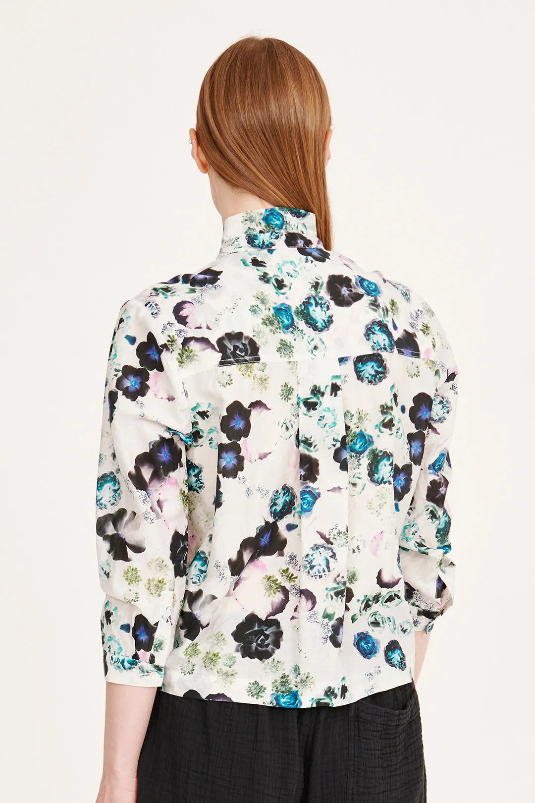 Silk Voile White Floral Rodeo Blouse